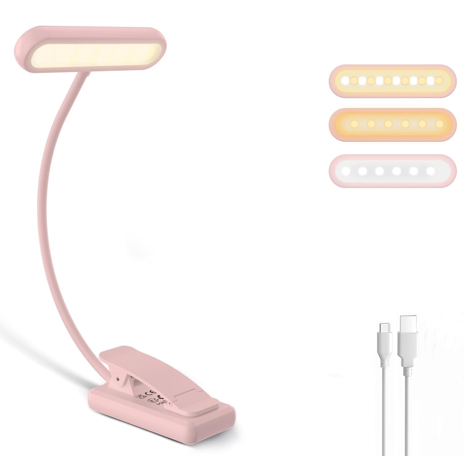Home Office Lamp - Reading Lamp Book Clamp Black/White/Pink USB