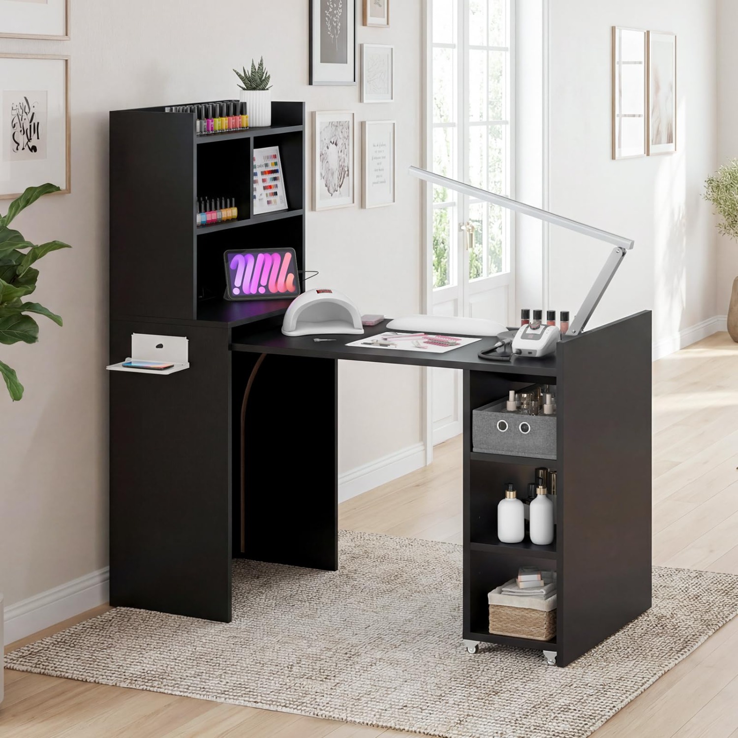 Desk Charging Station - Foldable Manicure Table Nail Desk, Extendable