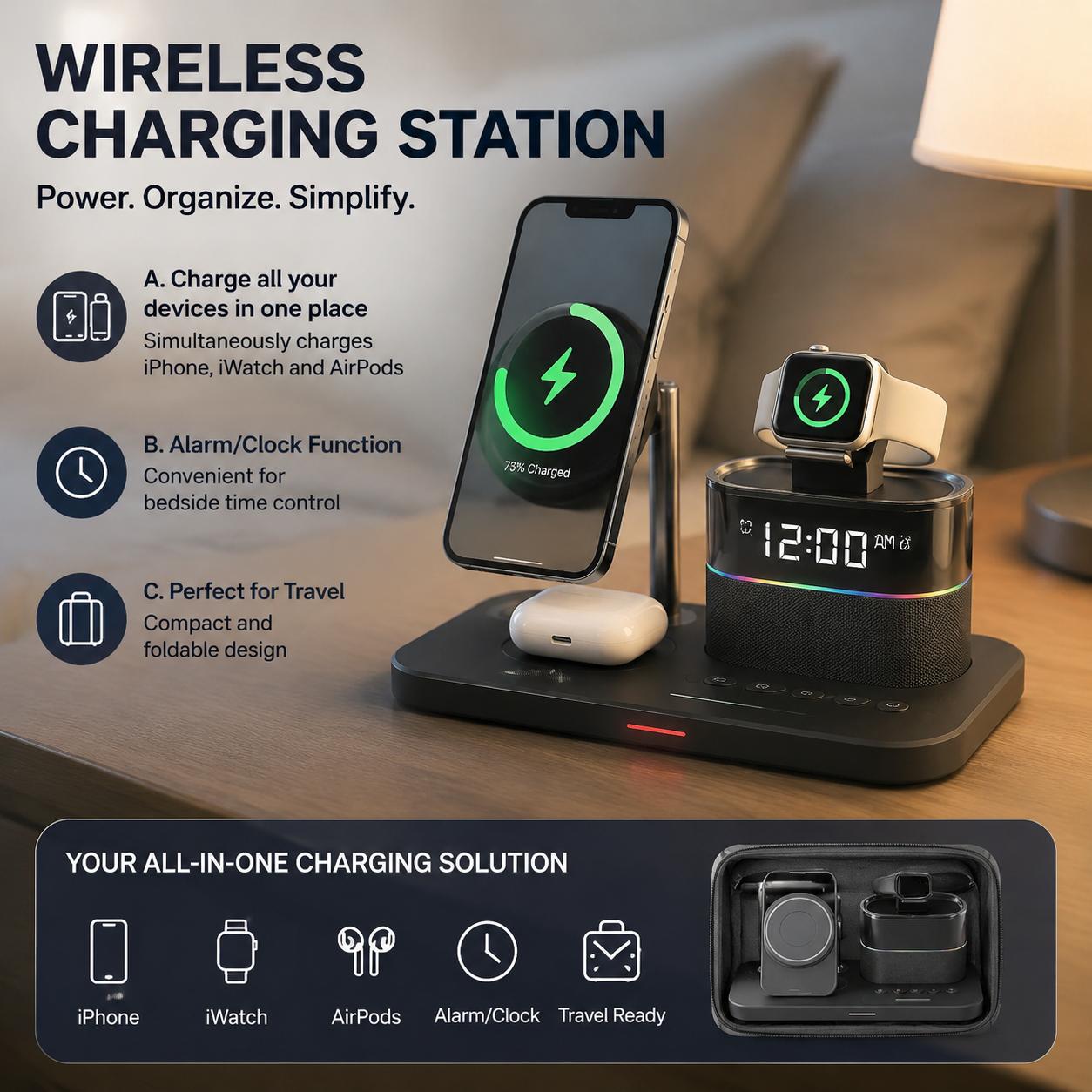 Magnetic Wireless Charging Sta - Desk Charging Station ulasan dan harga