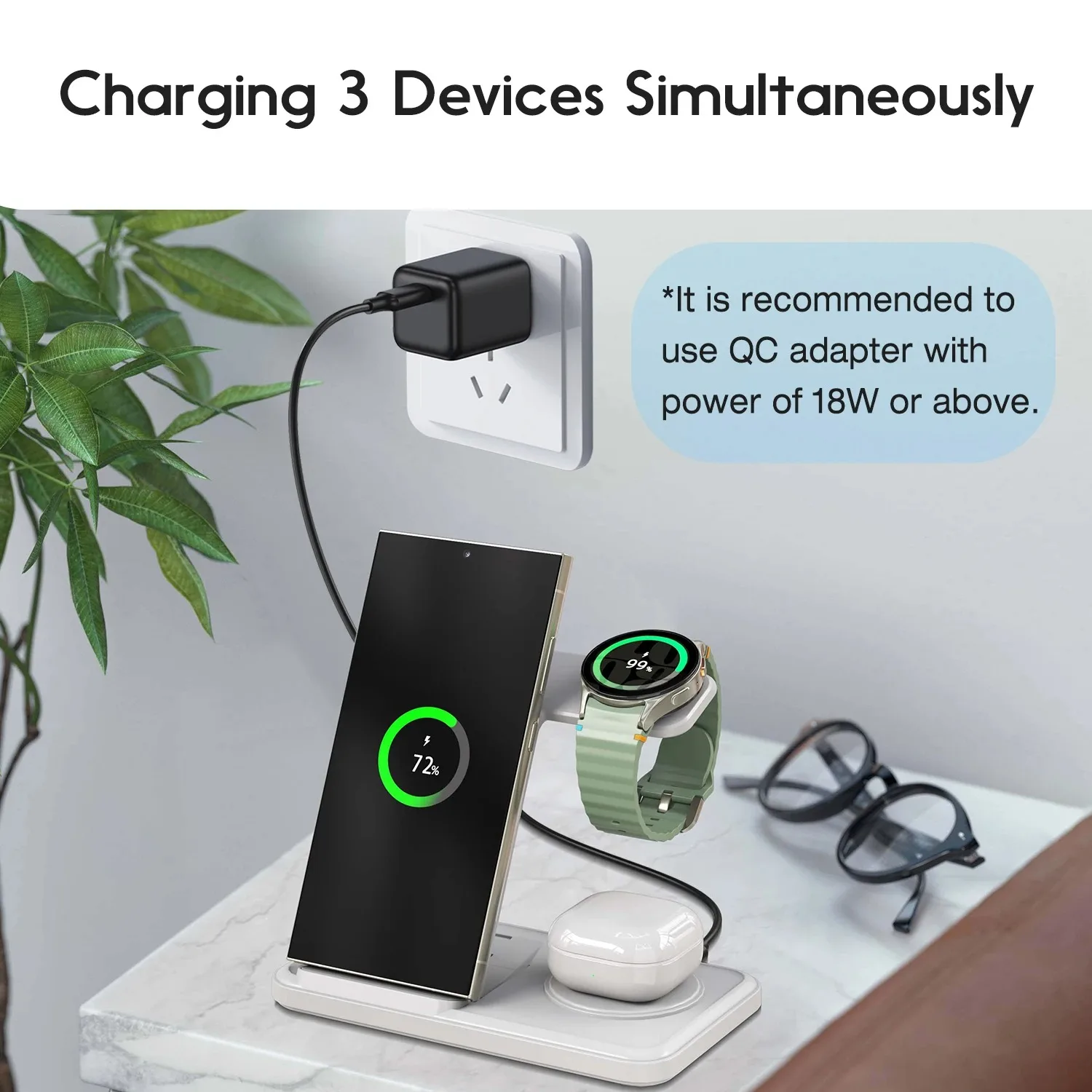 Desktop 3-in-1 Wireless Charge - Desk Charging Station ulasan dan harga