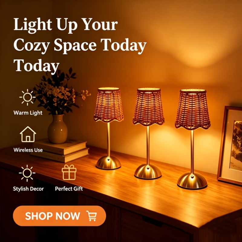 Bohemian Woven Rattan Art Tabl - Home Office Lamp ulasan dan harga