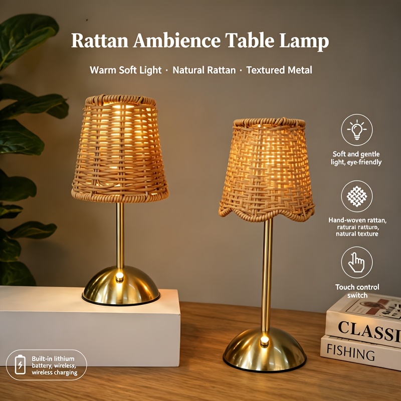 Bohemian Woven Rattan Art Tabl - Home Office Lamp ulasan dan harga