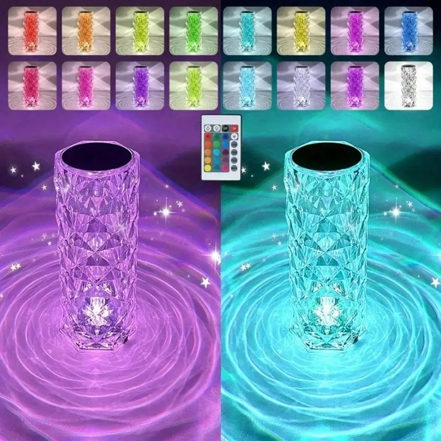 16 Colors Crystal Diamond Rose - Home Office Lamp ulasan dan harga