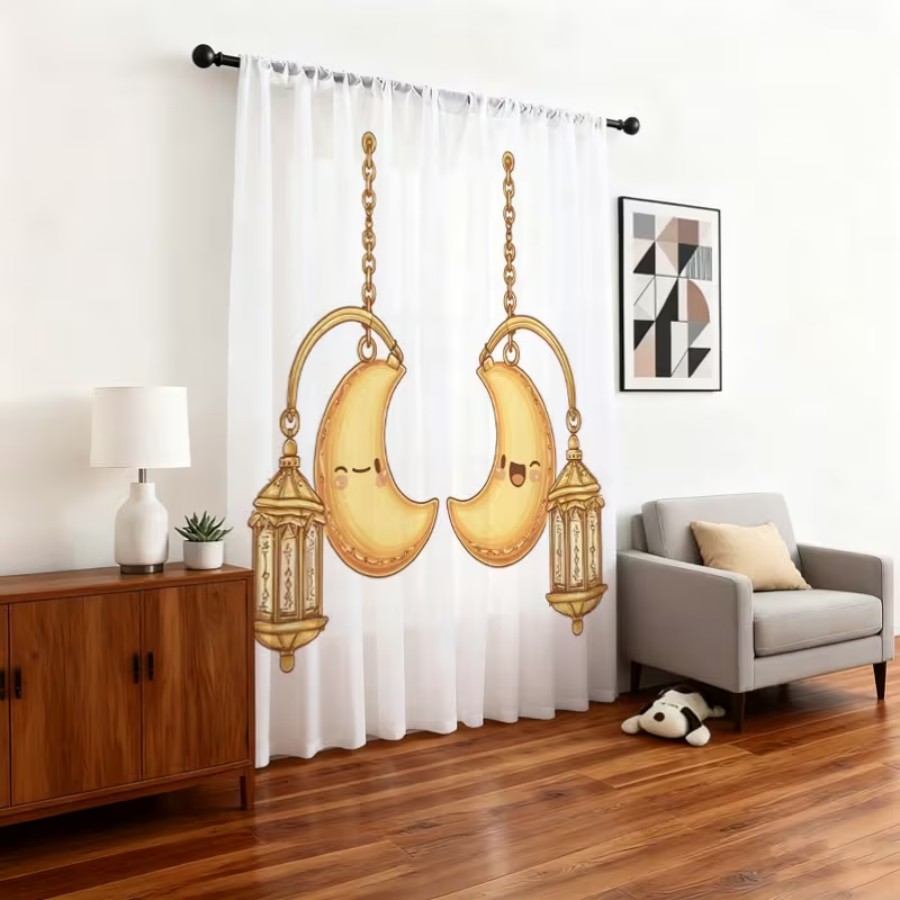 2PCS Digital Print Sheer Curta - Home Office Lamp ulasan dan harga