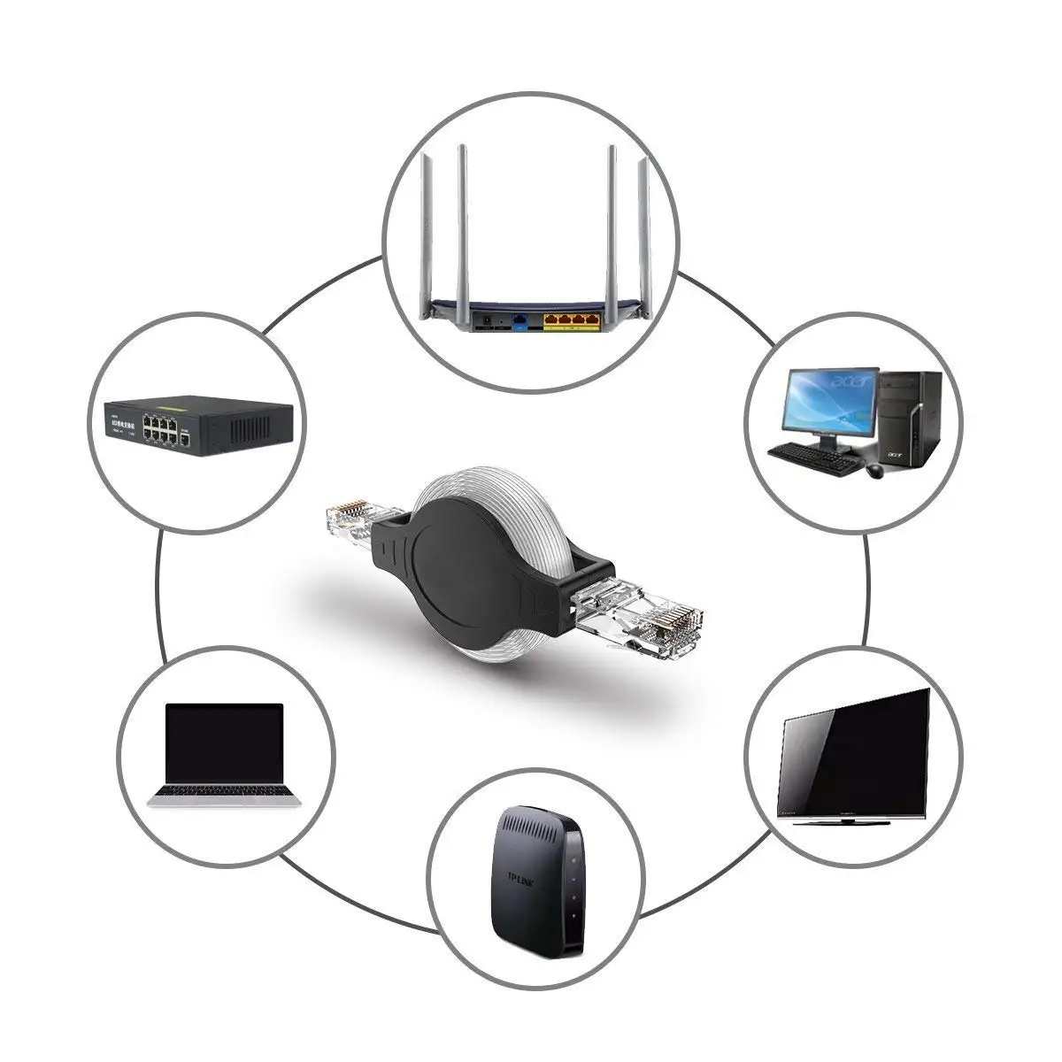 2PCS Retractable RJ45 Cat5e Ca - Home Office Programmer ulasan dan harga