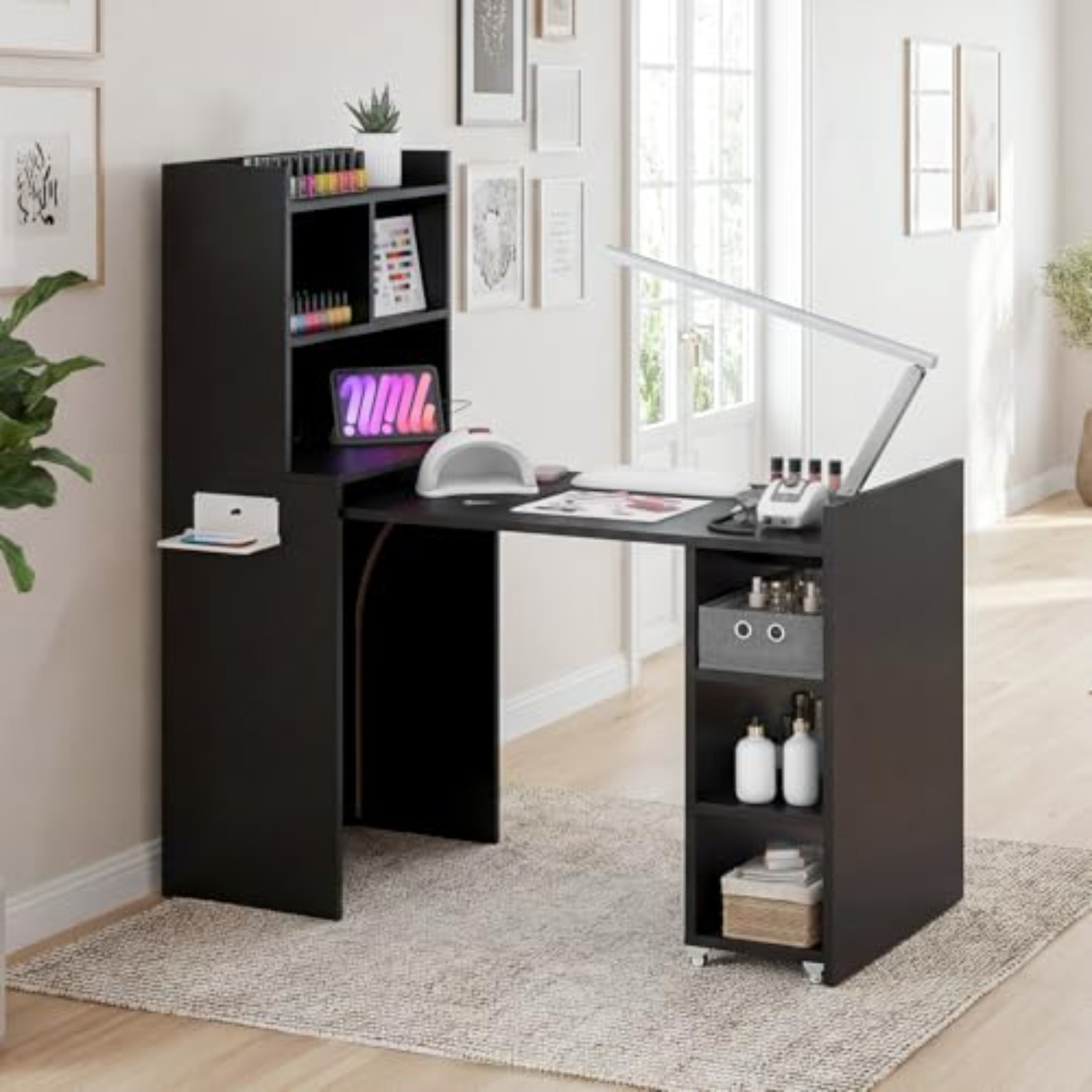 Foldable Manicure Table Nail D - Desk Charging Station ulasan dan harga