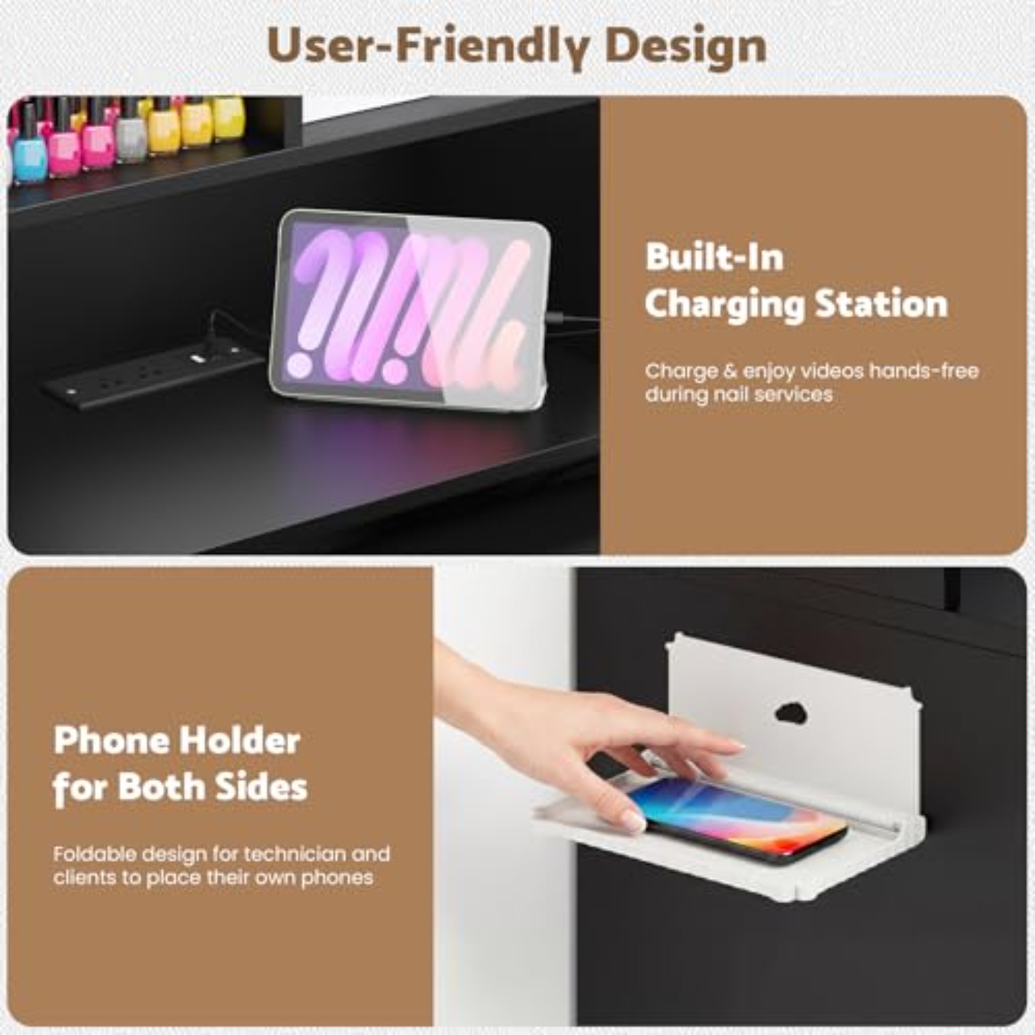 Foldable Manicure Table Nail D - Desk Charging Station ulasan dan harga