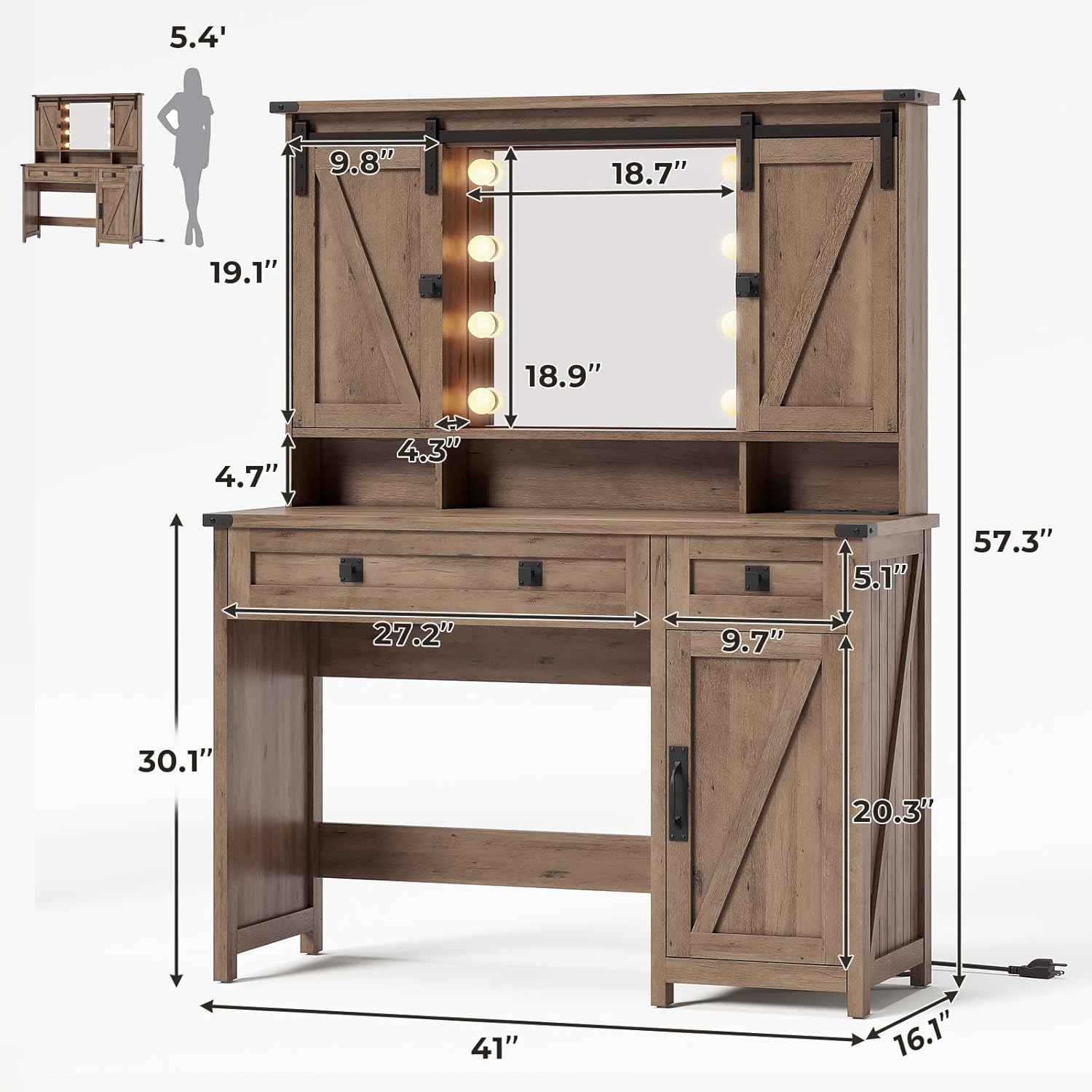 Farmhouse Bedroom Vanity Desk  - Desk Charging Station ulasan dan harga
