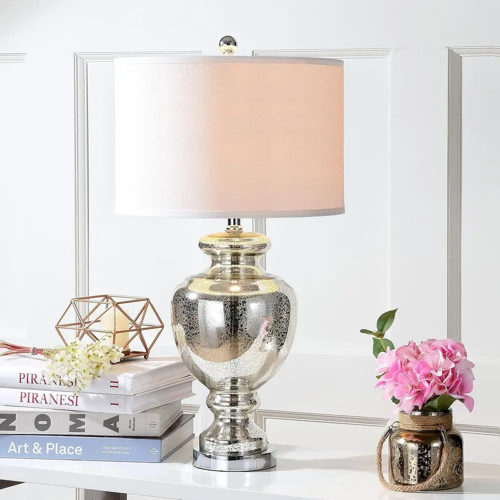 Mercury Silver Crackle Glass 2 - Home Office Lamp ulasan dan harga