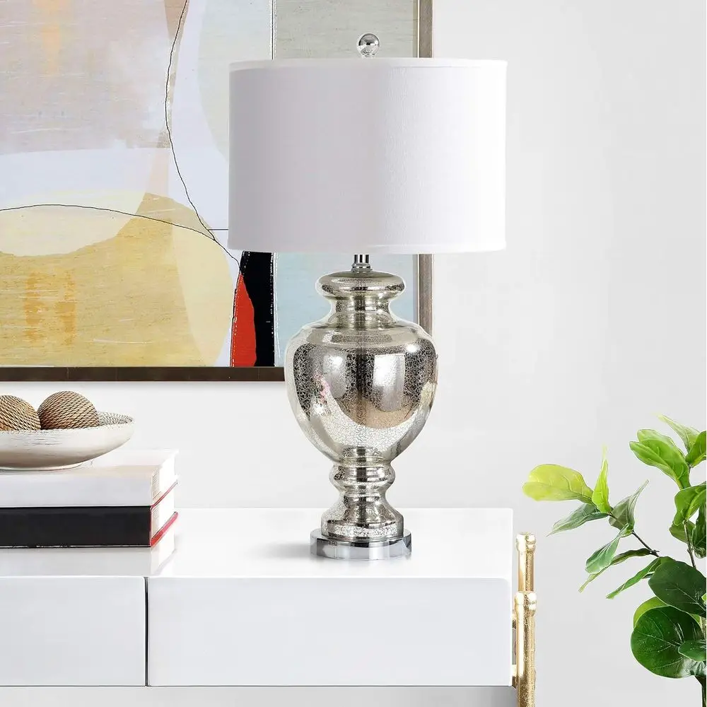 Mercury Silver Crackle Glass 2 - Home Office Lamp ulasan dan harga