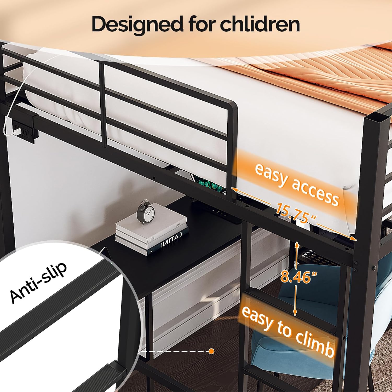 Queen Loft Bed with Wardrobe C - Desk Charging Station ulasan dan harga