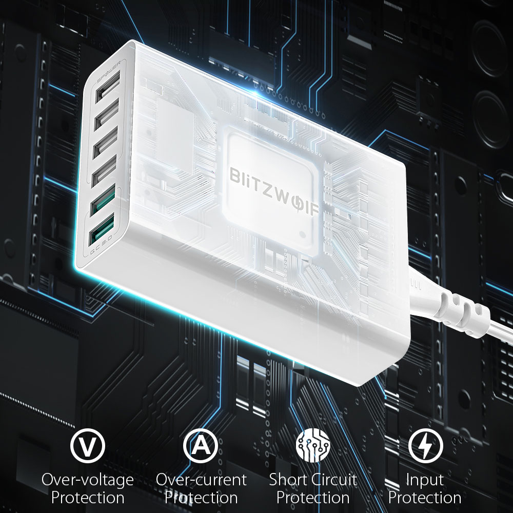 BlitzWolf BW-S15 60W 6-Ports U - Desk Charging Station ulasan dan harga