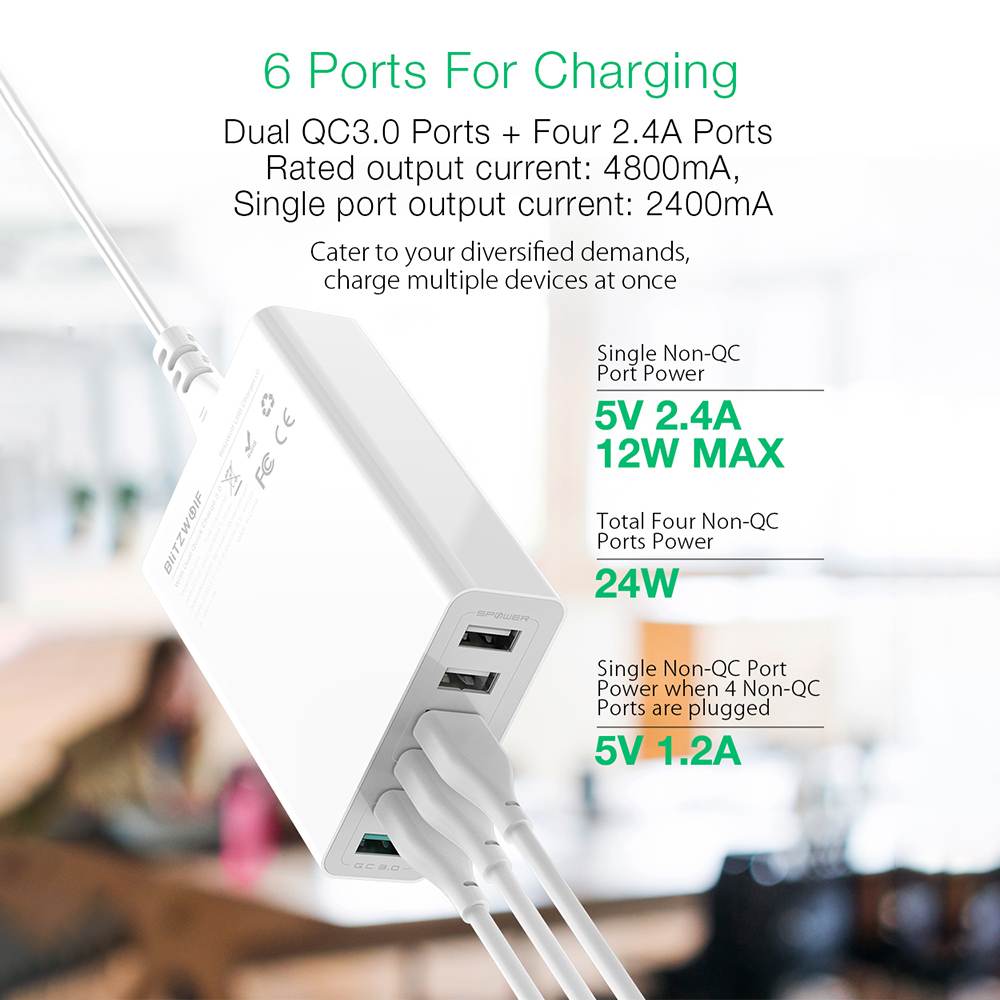 BlitzWolf BW-S15 60W 6-Ports U - Desk Charging Station ulasan dan harga