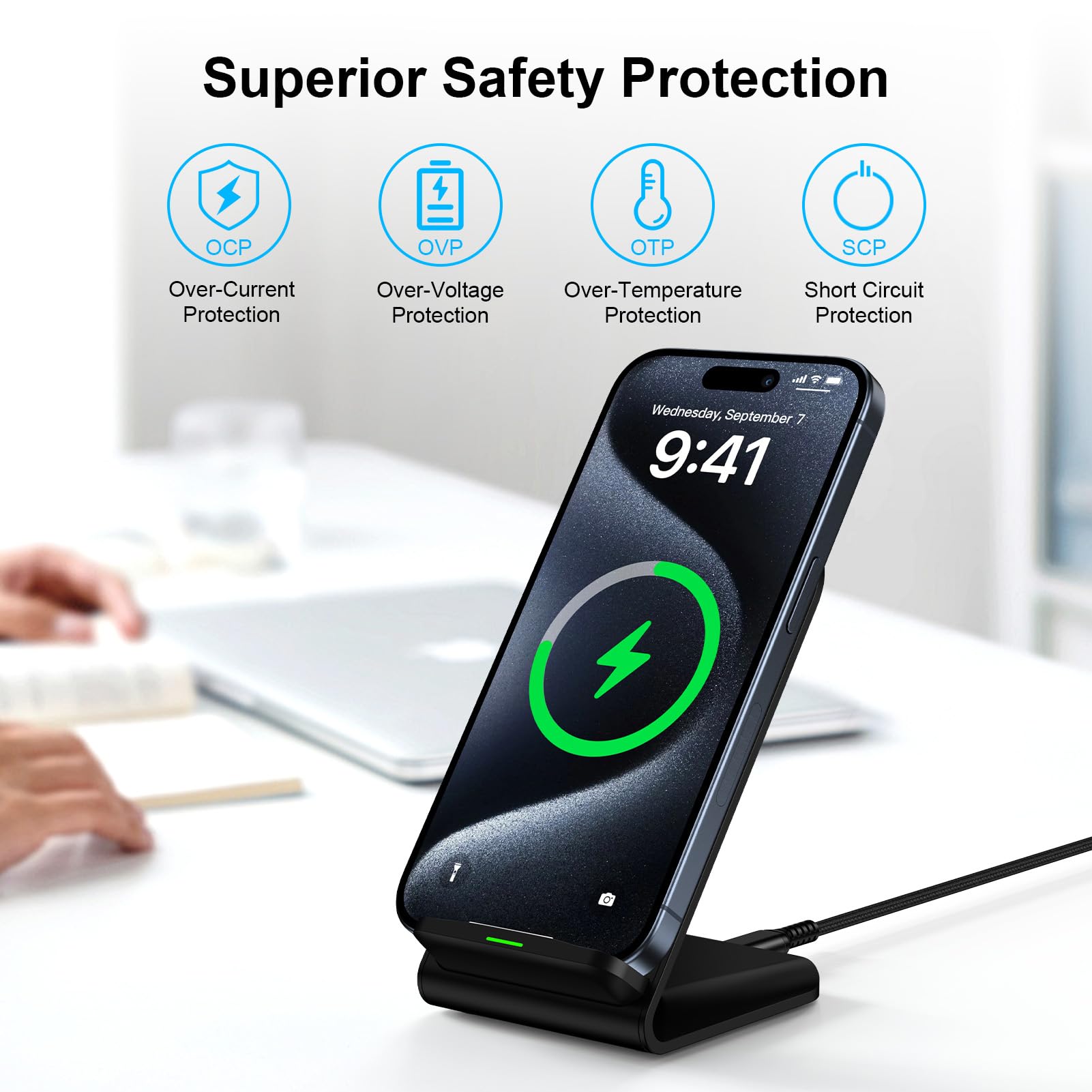 15W Wireless Charger Phone Hol - Desk Charging Station ulasan dan harga