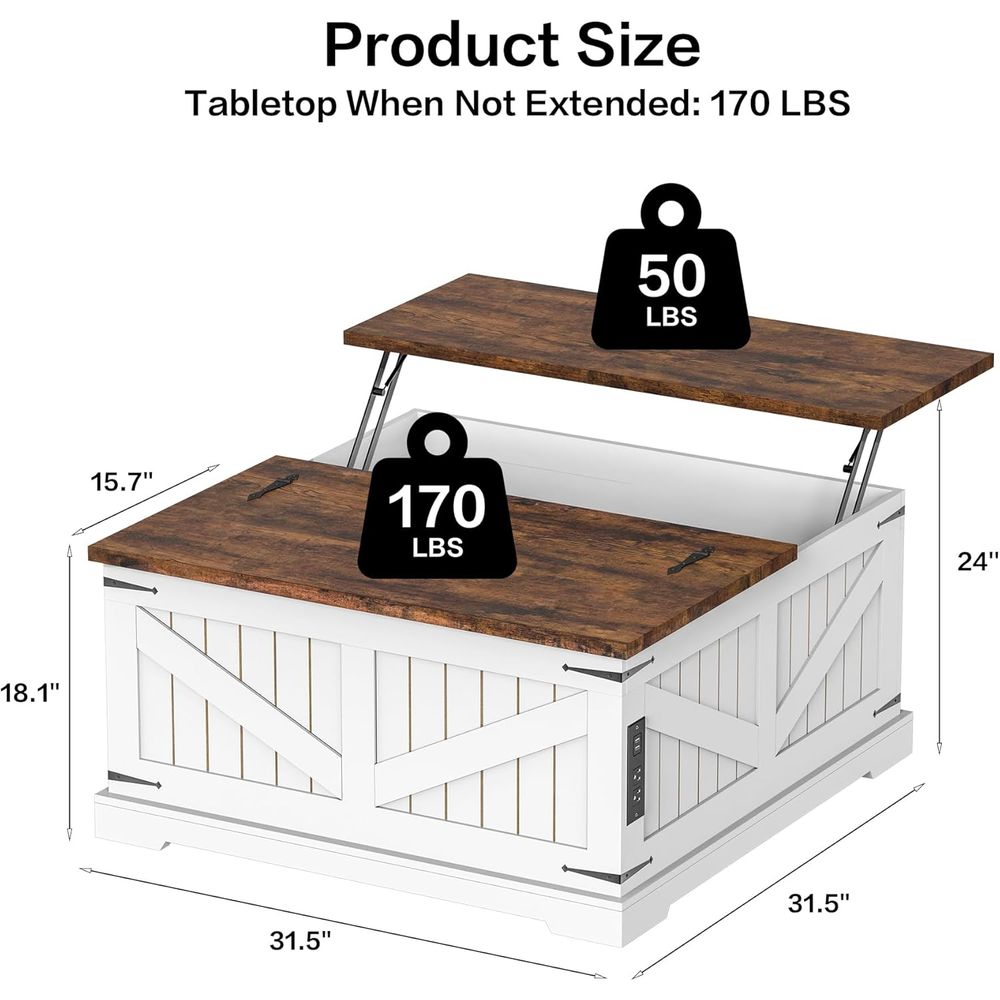 36 Lit Top Coffee Table with S - Desk Charging Station ulasan dan harga