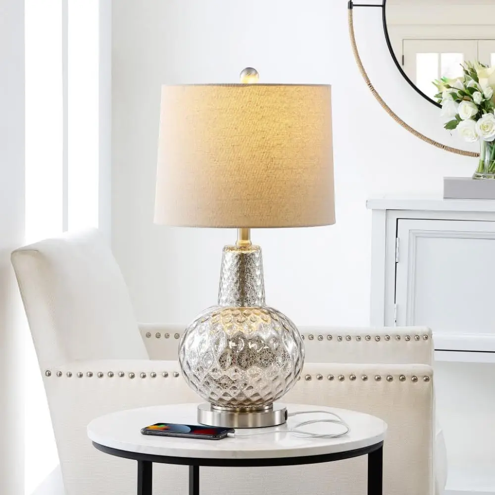 24-inch Silver/Ivory Shade LED - Home Office Lamp ulasan dan harga